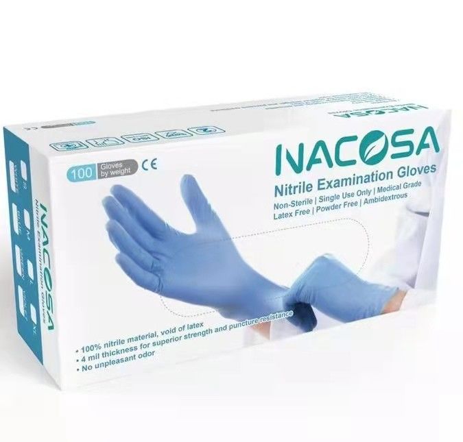Nacosa 4 mil Powder Free Disposable examination Nitrile Gloves for work